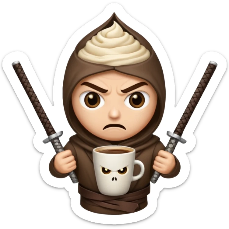 Capuchino ASSASINO (Cafe De Starkucks Con 2 Catanas De Zoro Y 2 Ojos Enojado) sticker