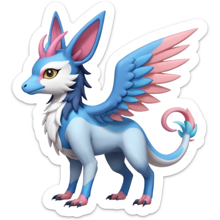 Chimera-Latios-Nargacuga-Sylveon-Silvally-Gryphon-fusion-hybrid-animal-creature  with long ears  sticker