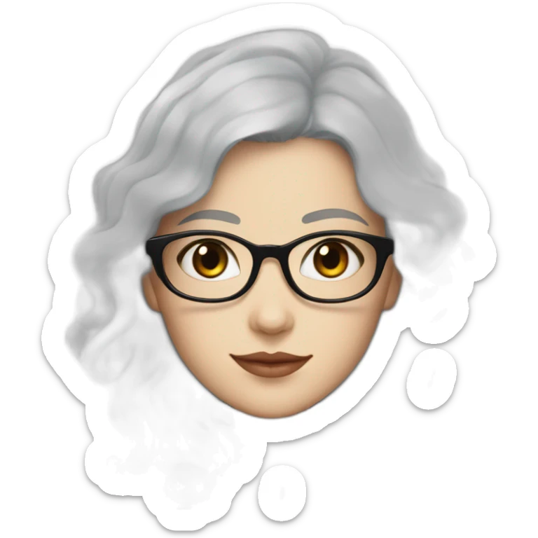 A girl in Black coat with glasses with gray-blue eyes, white skin and curly black hair and aristocratic high cheekbone sticker