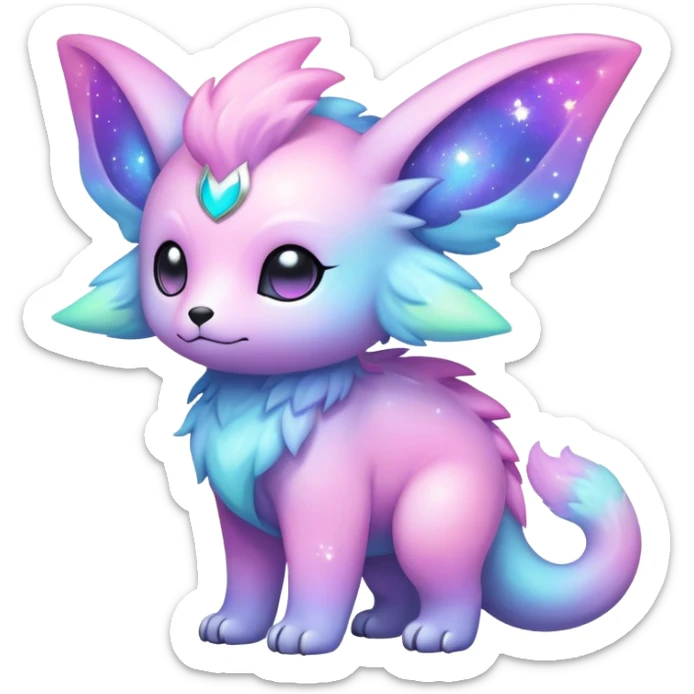 Cute cool colorful pastel nebula fantasy animal hybrid Fakemon full body  sticker