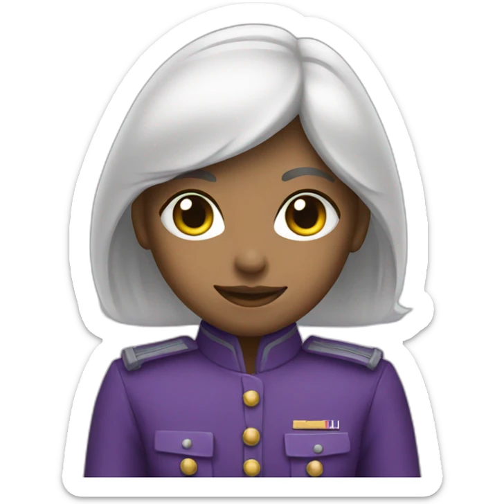 White hair soldier girl with purple suit sticker