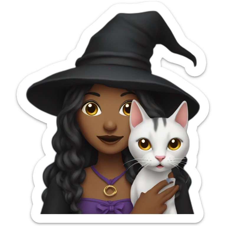 Witch with cat sticker
