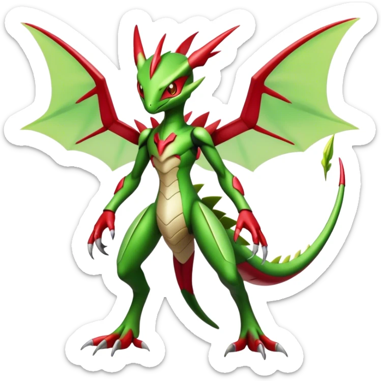  Cool Edgy Shiny Futuristic Ethereal Legendary Scizor-Flygon-Digimon-hybrid full body sticker