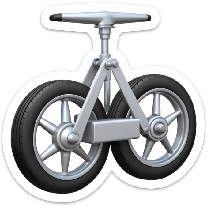 Emoji-style aircraft landing gear with a single wheel and strut, simplified design, clean lines, cartoon-like, isolated on white background, minimal shading sticker