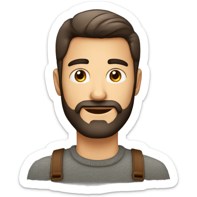 hombre con barba y coleta con ojos cafe y pelo corto por los lados sticker