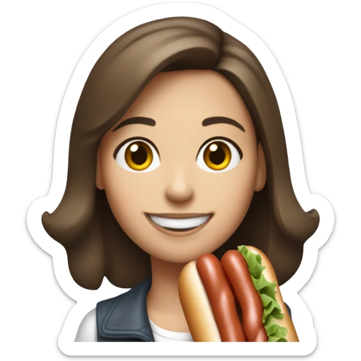 Pale brunette Girl who loves chicago hot dogs sticker