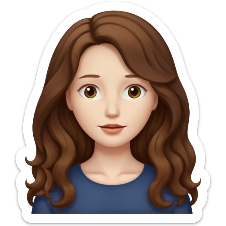 a woman with brown wavy long hair, doesnt have a face, no eyes or lips sticker