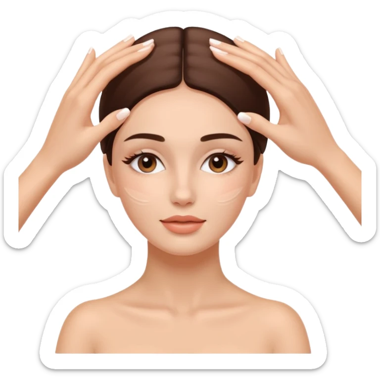 One set of Hands on another woman’s  face during facial treatment  sticker