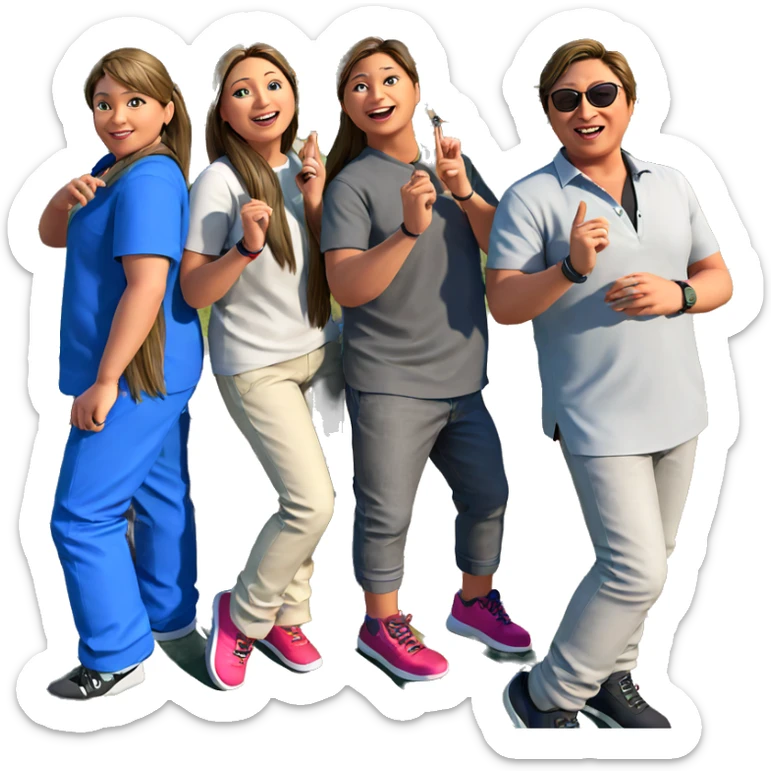 girls and boys outdoors fun sticker