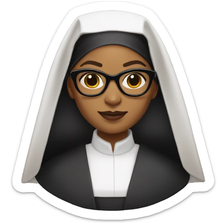 Medium skin tone nun with spike Lee glasses of the beyhive  sticker