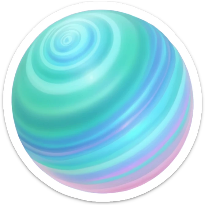 Uranus emoji with swirling colors and iridescence like an opal gemstone, soft pastel blues, greens, and pinks, glowing effect, no rings sticker