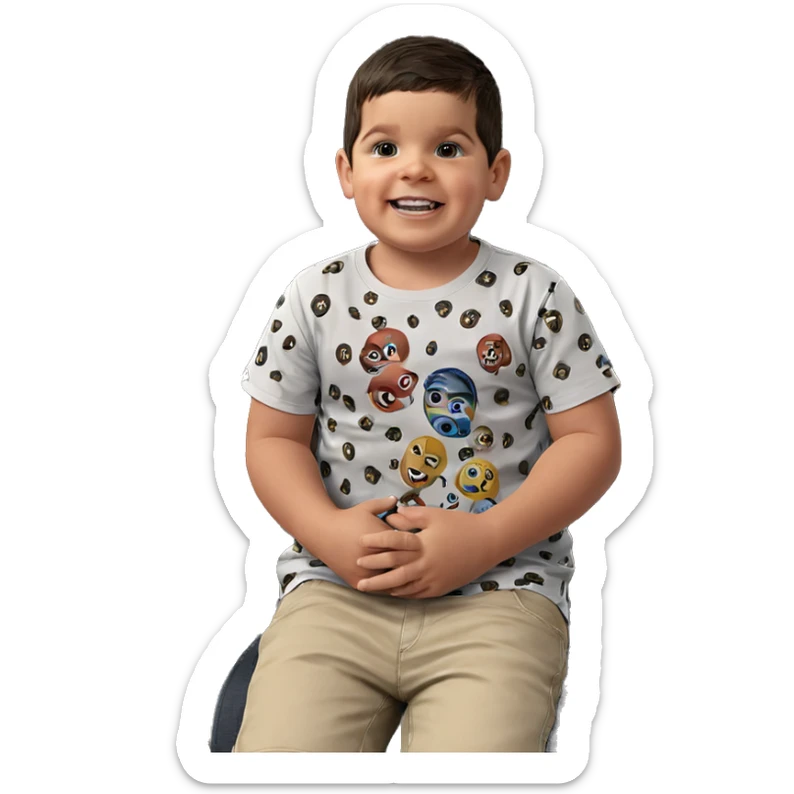 boy in print shirt sticker
