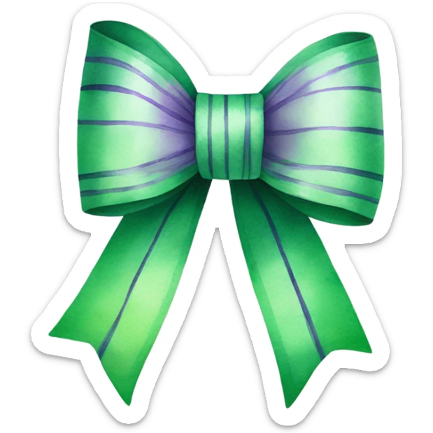 Green watercolor bow with light purple pinstripe sticker