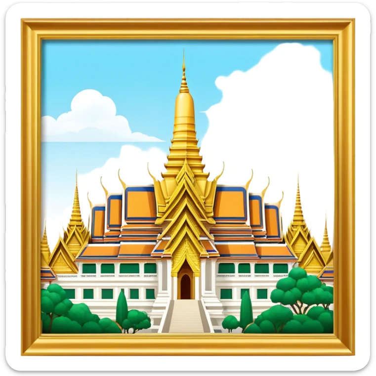 Grand Palace Bangkok Landmark Emoji – Featuring golden spires, Thai architecture, and the Emerald Buddha Temple. sticker