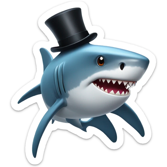 Shark with a top hat sticker