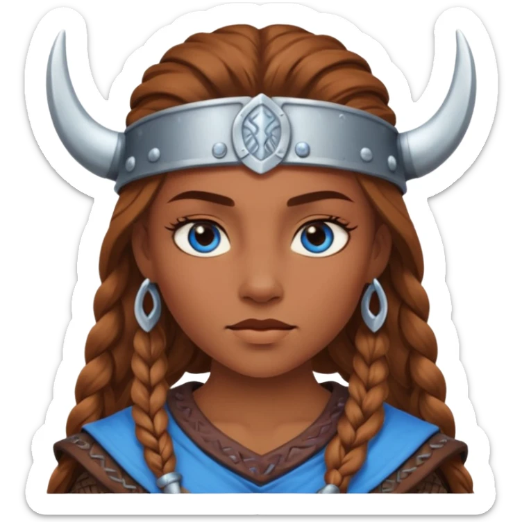 Viking female brown skin slave with blue eyes  and no helmet  sticker