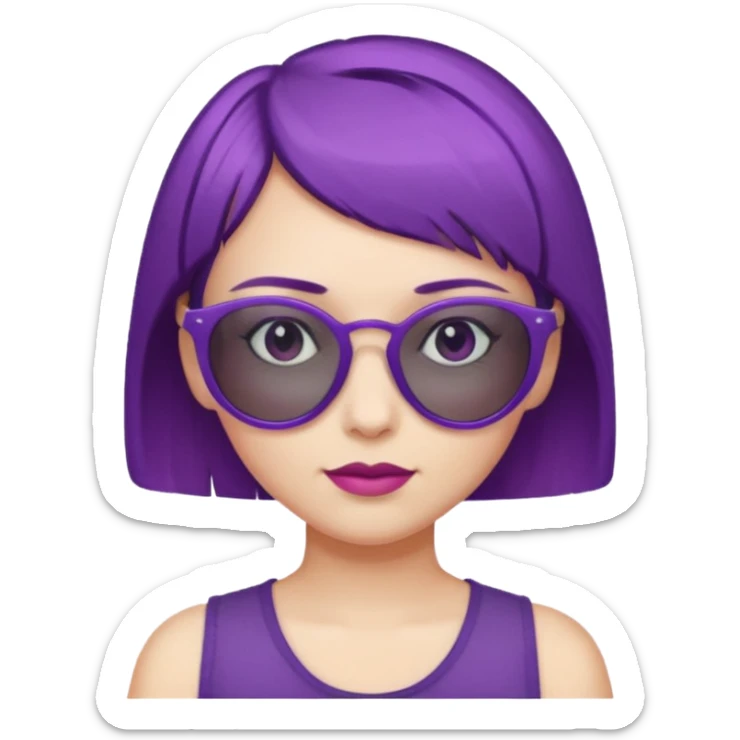 girl with short purple hair and sunglasses on hair sticker