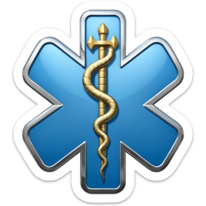 simple blue medical star of life symbol with rod and snake emblem sticker
