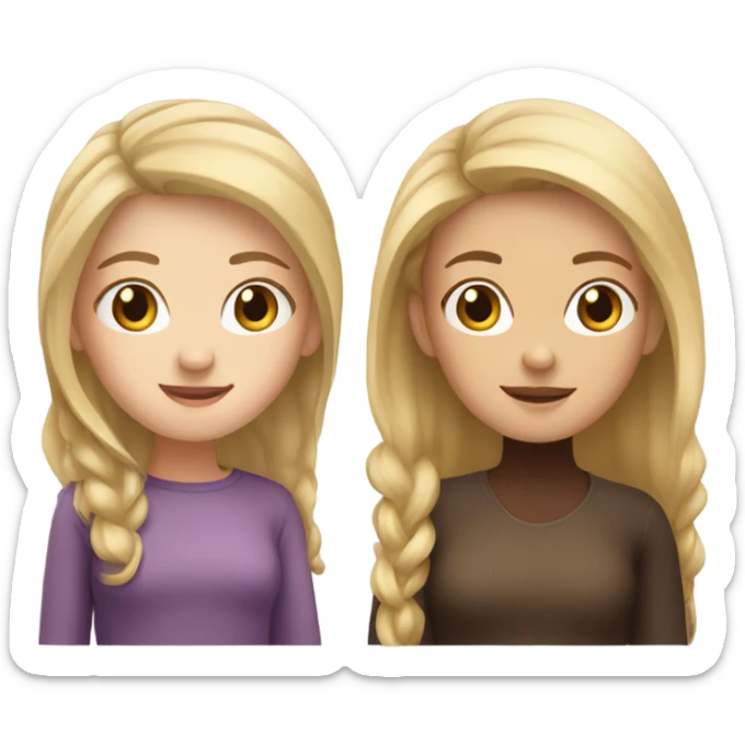 Girl with blonde hair and girl with brown hair  sticker