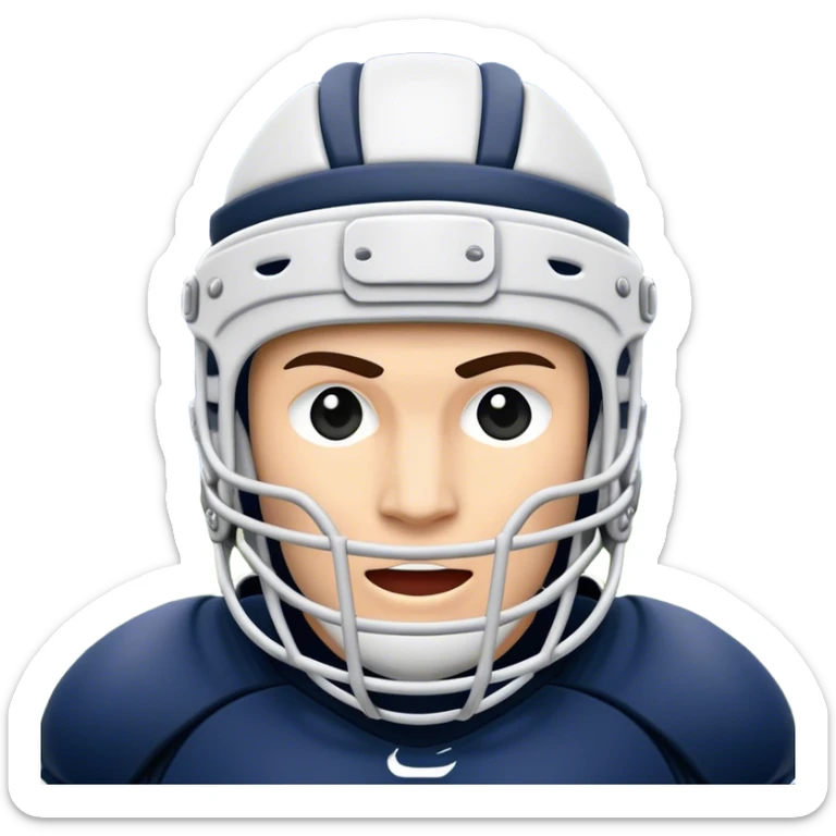 Cinematic Realistic image of rugby headgear with detailed padding and rugged design elements, set against a blurred stadium background with bold, high-contrast lighting that highlights its protective design sticker