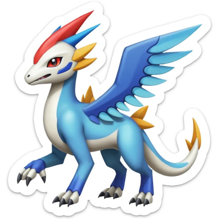 Colorful Meloetta-Latios-Wargreymon-Sergal-Pokémon-Digimon-Fakémon-fusion-hybrid-creature sticker