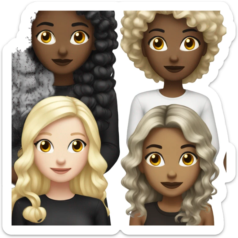 Black girl black hair and white blonde girl party sticker