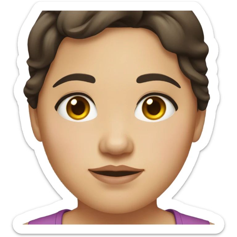 Young fat woman with dark brown hair and brown eyes  sticker