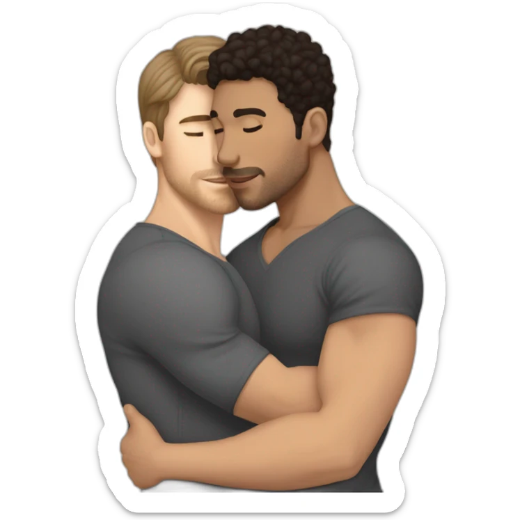 Sexy-fit-Latino-male-and-caucasian-male-interracial-kissing sticker