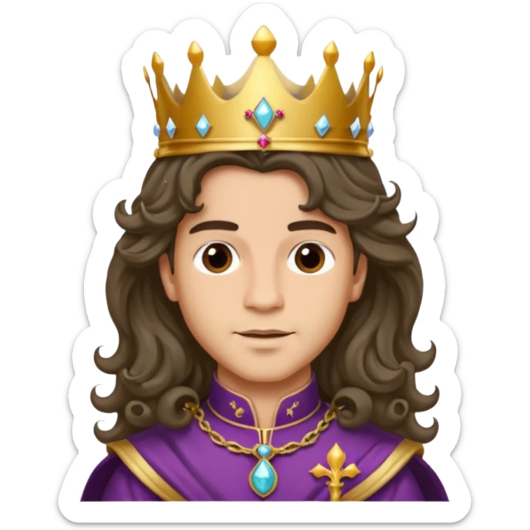 Princes with long glam curled hair, dark brown eyes, light skin tone.  sticker