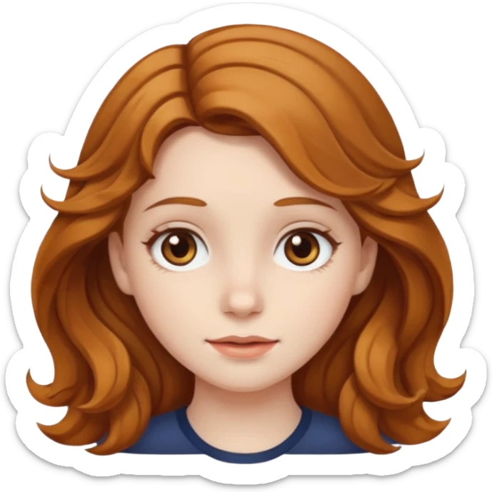 create a girl with wavy golden brown hair, brown eyes and pale skin sticker