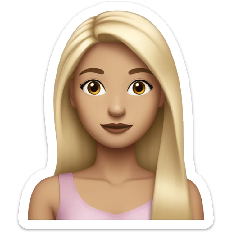 blonde girl with straight hair and a very pretty face. wearing long eyelashes and very subtle makeup  sticker
