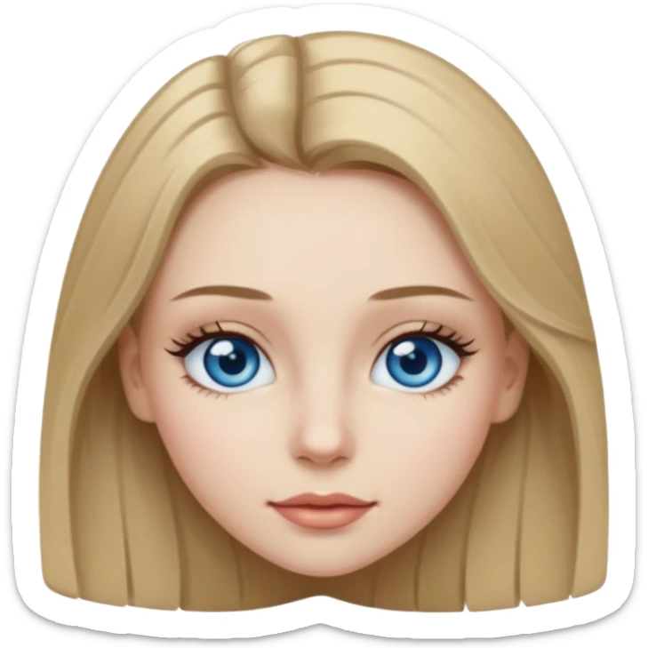 Girl with pale skin dark blonde hair and eye lashes sticker
