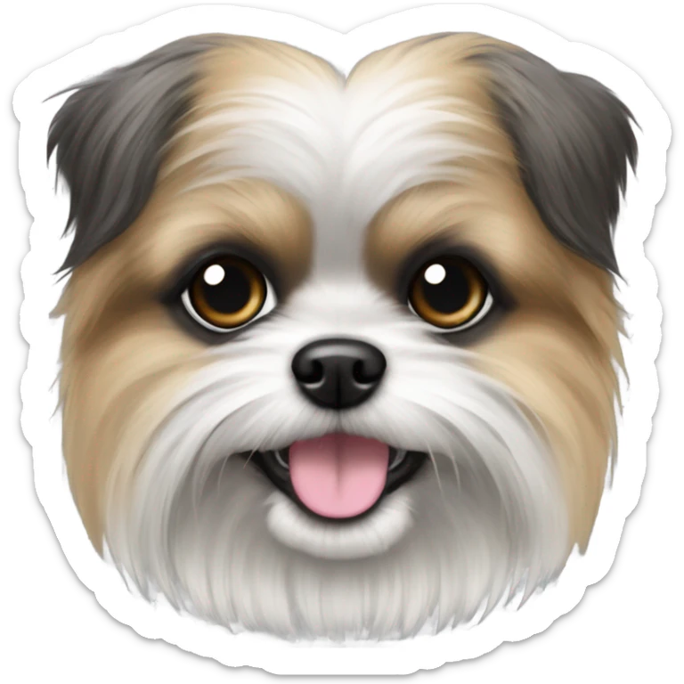 Pomeranian Shih Tzu mix with gray and black fur and black eyes sticker