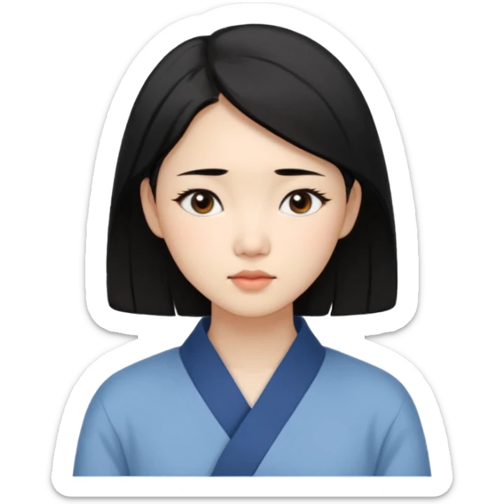Korean woman, East Asian features,
female human face avatar only,
headshot portrait, face only,
thoughtful and calm expression, sensitive mood,
neutral face, minimal expression,
natural black hair, simple hairstyle,
clean background,
no clothes, no body, no accessories,
no cartoon, no fantas sticker