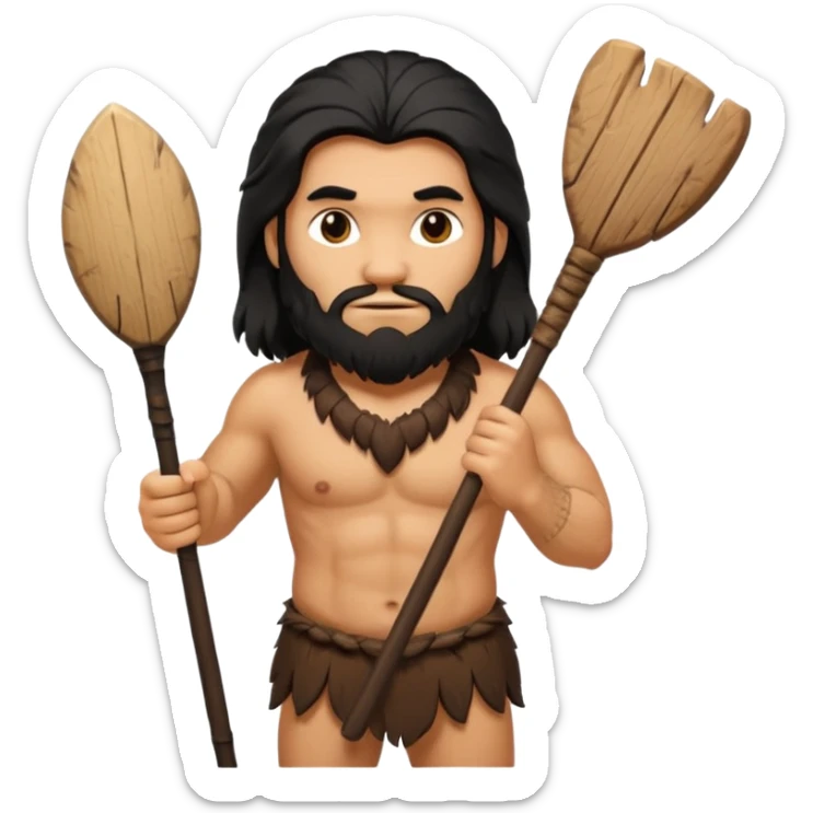 CAVERNÍCOLA con su palo en la mando y recargado en el hombro  sticker