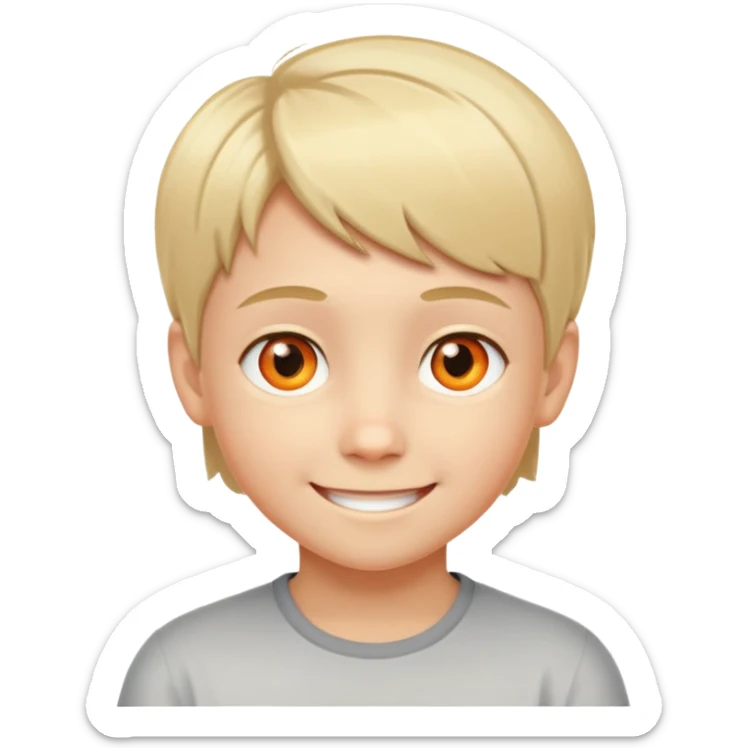 "- Nam
- 10 tuổi
- Da trắng
- Tóc ngắn, vàng
- Cười tươi
- Mắt cam
" sticker