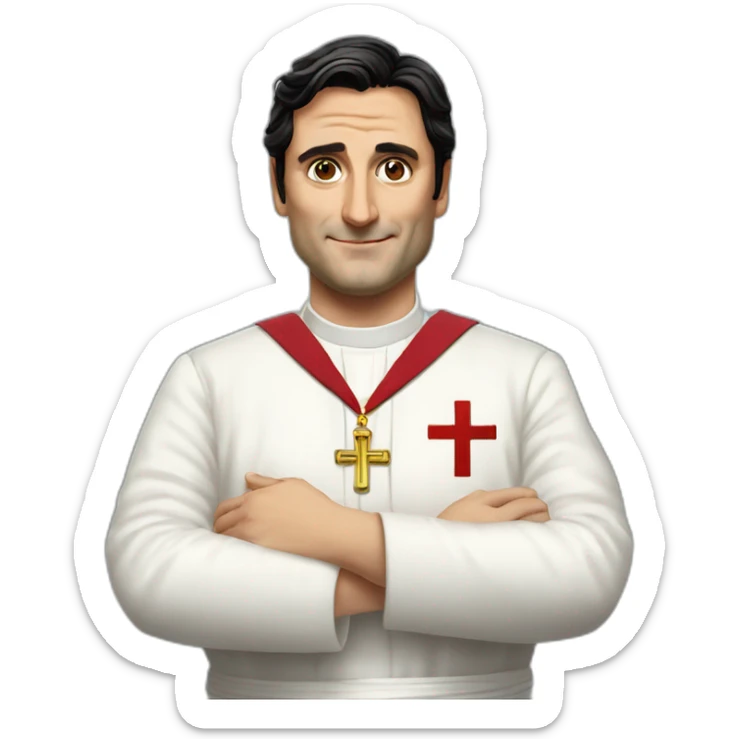 Andrea Montella seriously blessing like the pope with the arm with doctor dress sticker