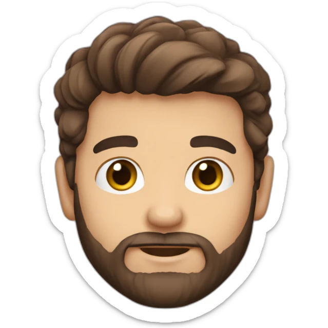 Daniel nass, brazilian, white skin, little hair, straight brown hair, bearded sticker