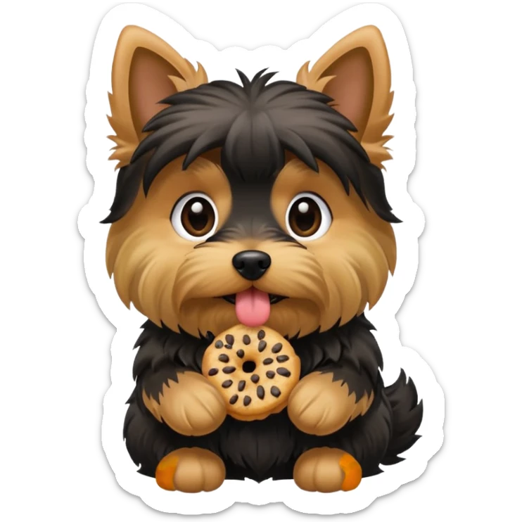Yorkie Dog with treat in mouth sticker