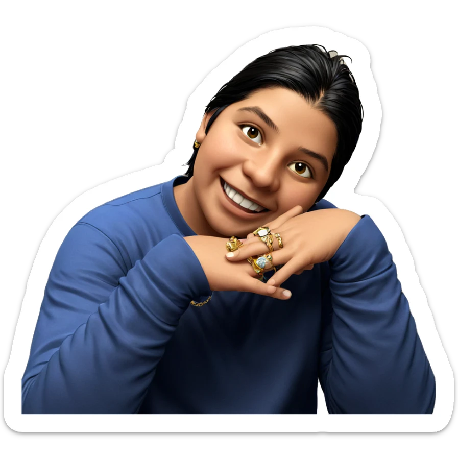 smiling boy with jewelry indoors sticker