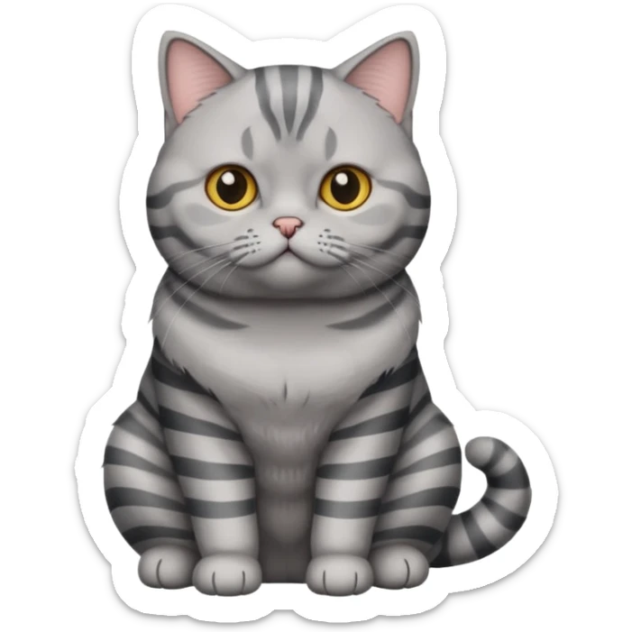 Generate an emoji of a British Shorthair cat with a gray stripe sticker