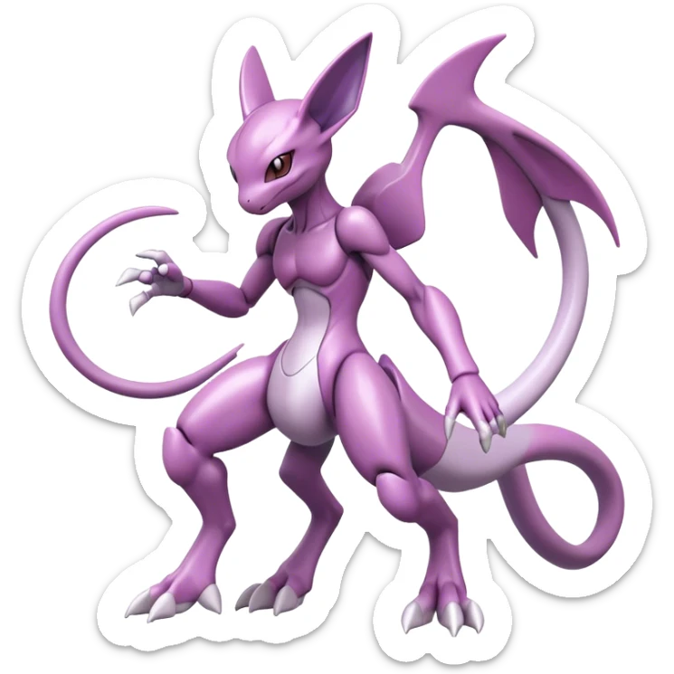  Cool Edgy Shiny Futuristic Ethereal Legendary Mewtwo-Digimon-Genesect-Palkia-hybrid full body sticker