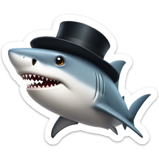 Shark with a top hat sticker