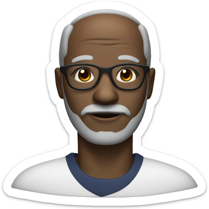 50 old black man with BLACK BEARD WITH PATCHES OF WHITE black eyebrows and glasses sticker
