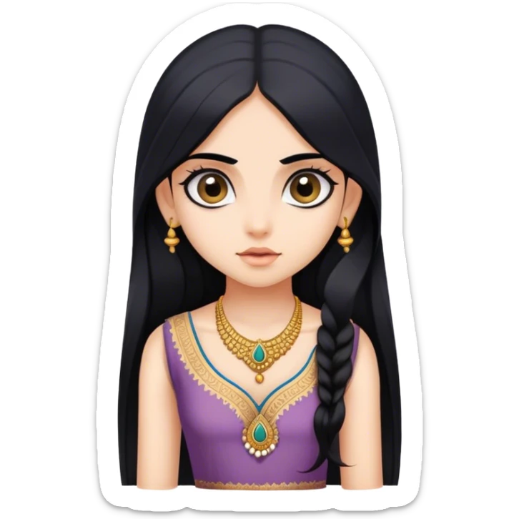 Brahmin indian girl wearing a dress, with fair skin, long black hair, and big eyes  sticker