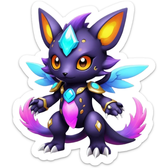 Cute cool colorful dark nebula fantasy-Fakemon-Digimon-animal-hybrid full body sticker