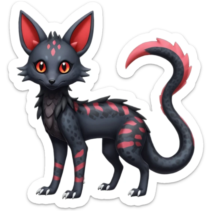 Gothic edgy dark Salandit-Umbreon-Genet-Noivern-Noibat-Serval-Hybrid (Full body) sticker