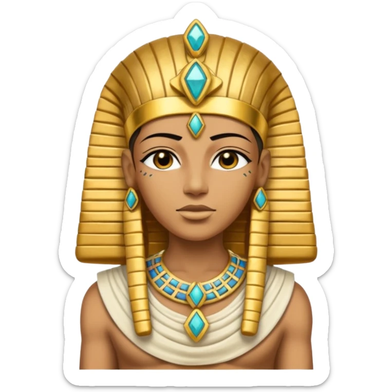 Mummy Pharaoh: Bandaged body with golden headdress and jeweled amulet.
 sticker