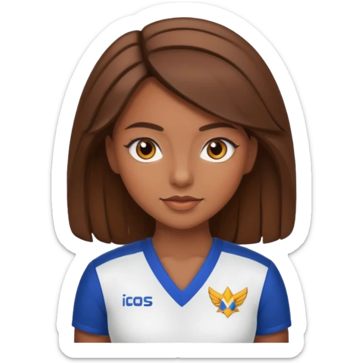 Brown hair, brown eyes, brown skin cheerleader in uniform  sticker