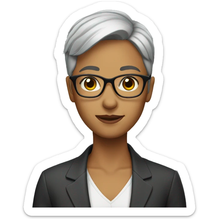Teacher,short hair, glasses sticker